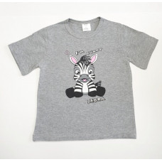 001 Футболка детская "Funny zebra", серый меланж